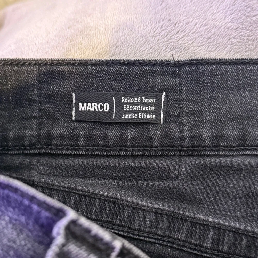 True Religion Relaxed Taper Jeans‎ Mens 30 Black Whiskered Distressed Streetwear